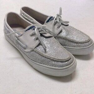 Sperry Women's Shimmering Silver Moccasins